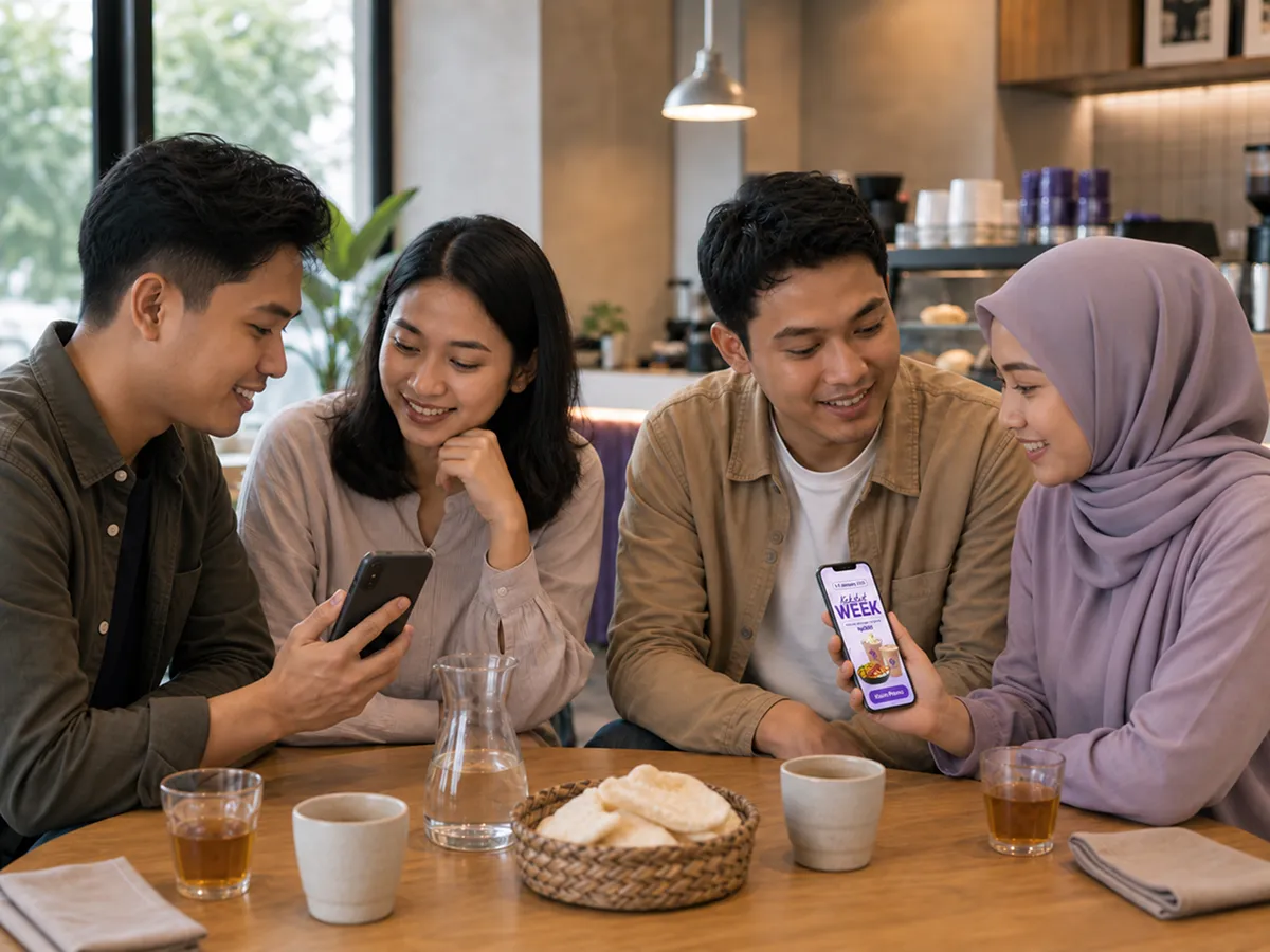 Ilustrasi penggunaan pelanggan sedang menggunakan member app